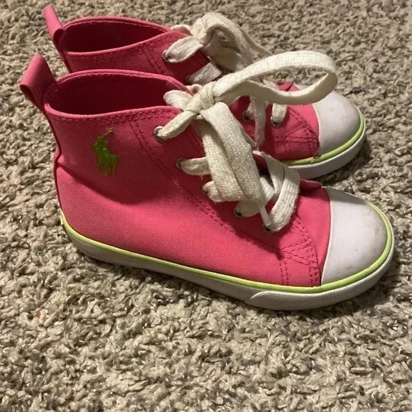 Polo Ralph Lauren kids pink and white sneakers | size 10 - Picture 3 of 7